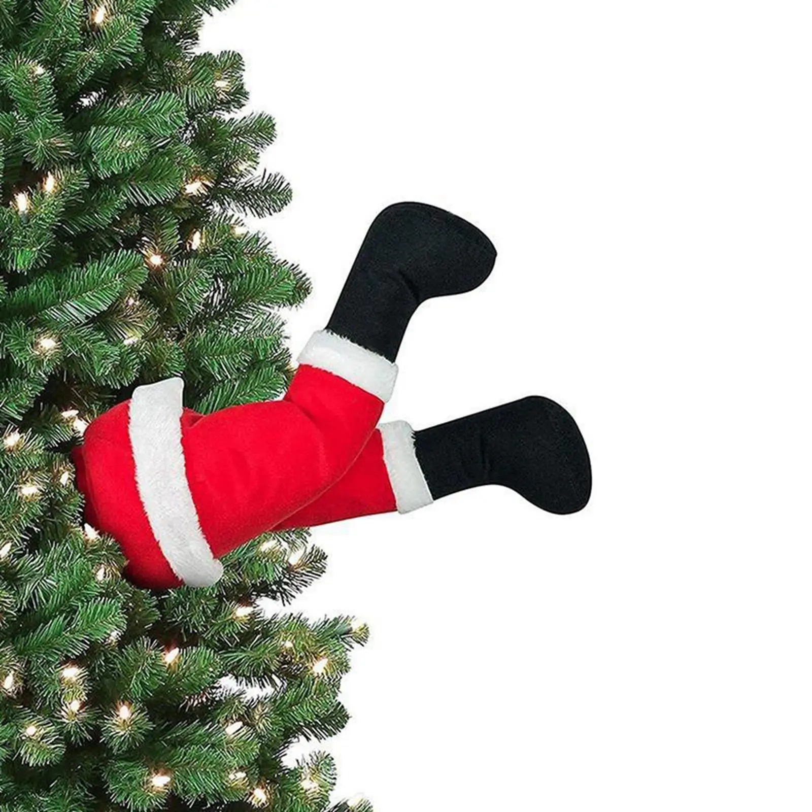 Christmas Santa Claus Legs Ornament Plush Stuffed Toy Stuck Christmas Topper for Fireplace Hanging Party Supplies Holiday