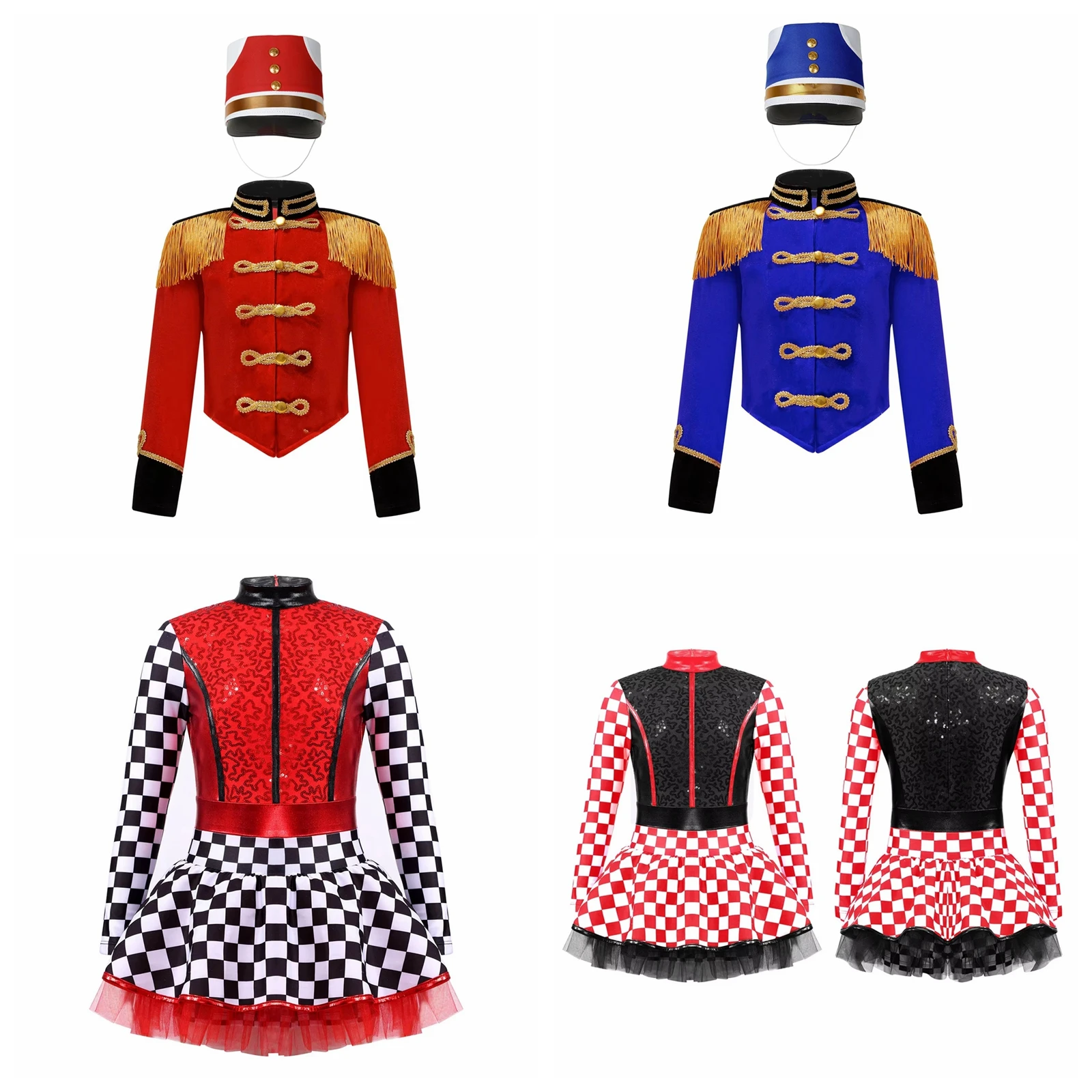 Kids Coats for Girls Drummer Conductor Performance Circus Costumes Marching Band Outfit Childs Tassel Shoulder Jacket with Hat