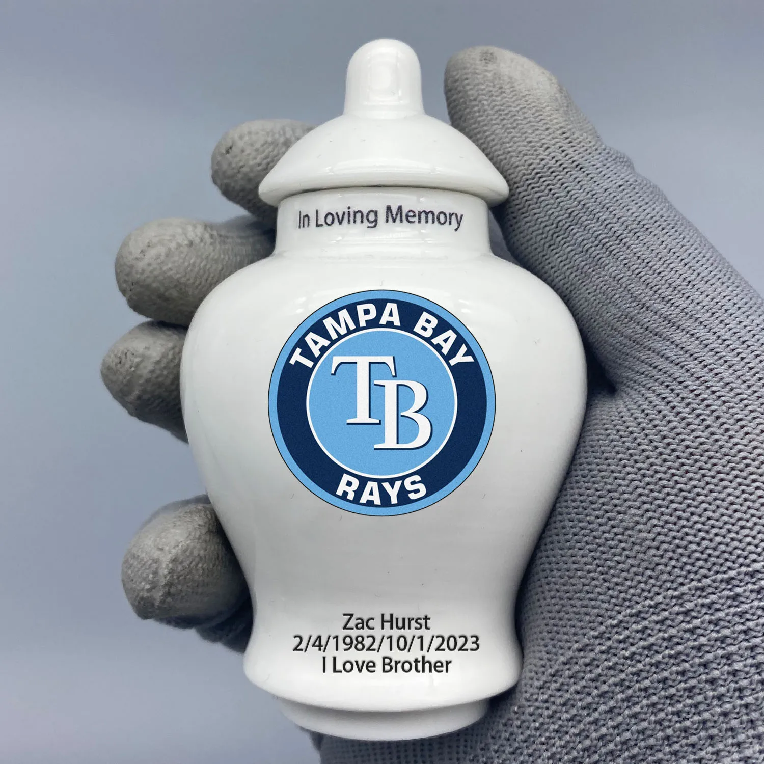 Mini Urn for Tampa Bay Rays-Baseball themed customize Urn.Send me the name/date you want to appear on the urn by Remarks Message