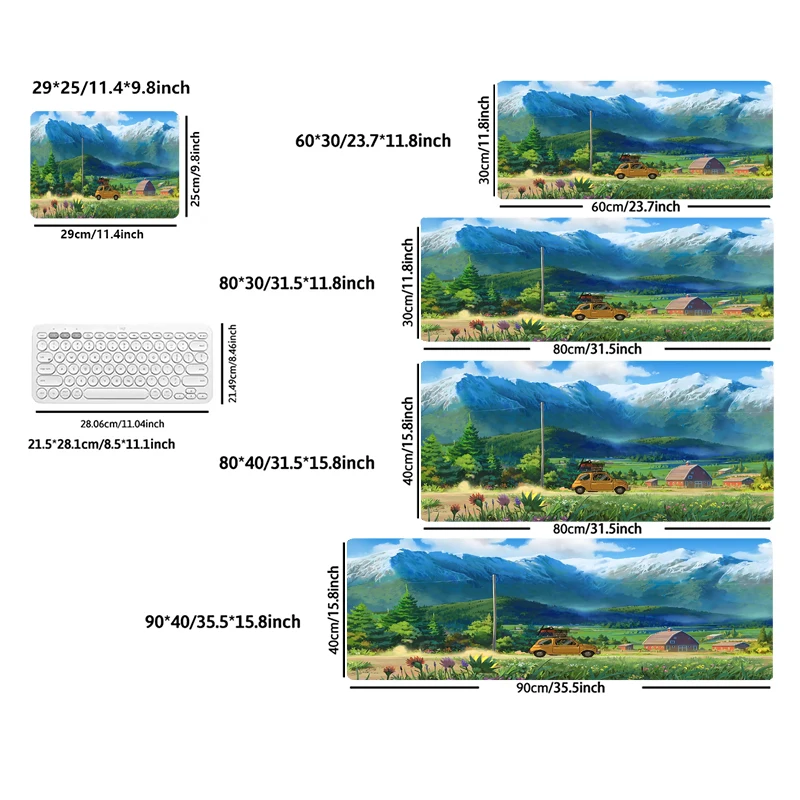 แผ่นรองเมาส์คอมพิวเตอร์ขนาดใหญ่ อุปกรณ์เล่นเกมทิวทัศน์ แผ่นรองคีย์บอร์ดแบบกลไกสามารถล้างสํานักงานหลายรุ่นพร้อมแผ่นรองโต๊ะยาว