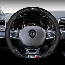 Car Steering Wheel Cover Carbon Fiber Leather Anti Slip For Renault Clio RS Captur Kadjar Scenic Koleos Duster Megane Logan Acce