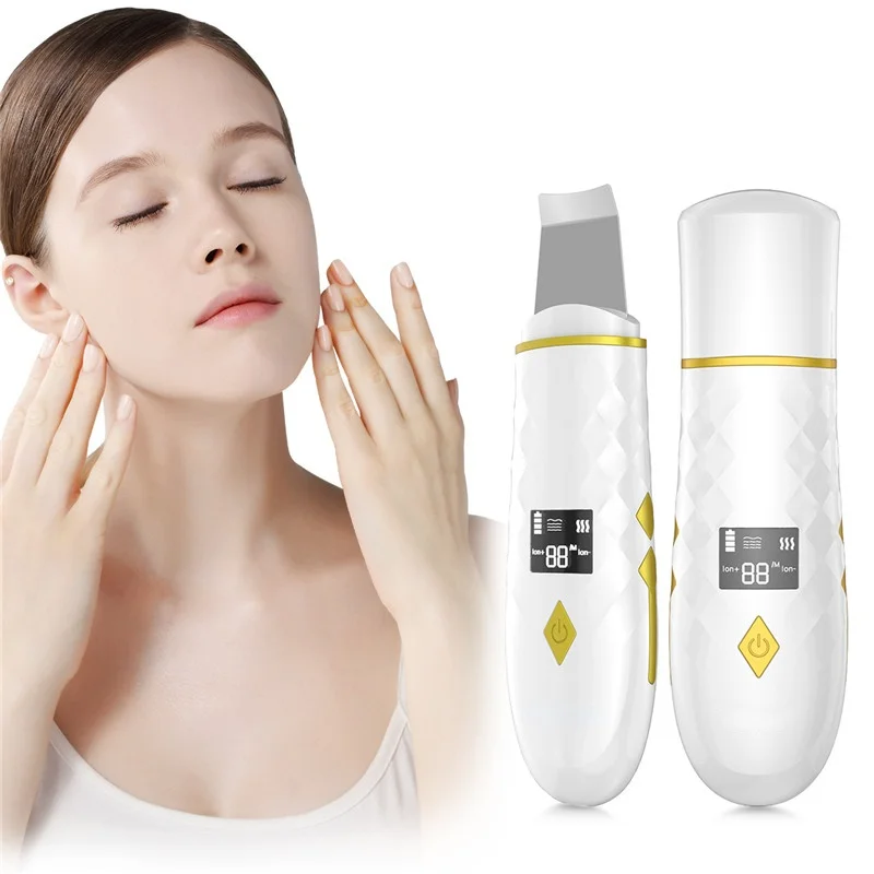 High Quality Ultrasonic Skin Scrubber Cleanser Face Cleaning Acne Removal Galvanic Facial Spa Ultrasound Peeling Clean Tone Lift