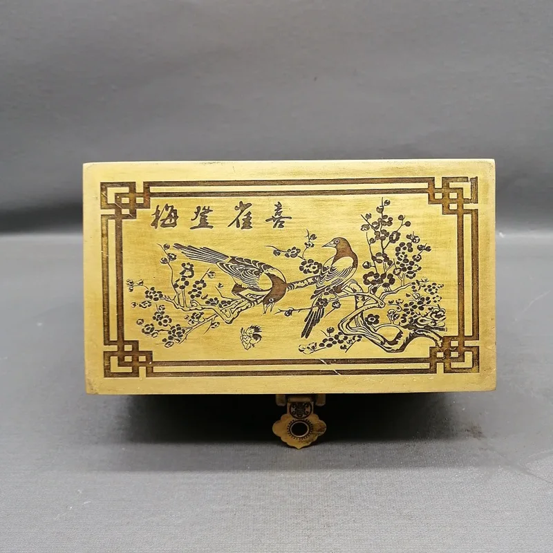 Brass Storage Box Antique Antique Ancient Jewelry Box Xi Upper Brow Copper Box Retro Furnishings Decoration