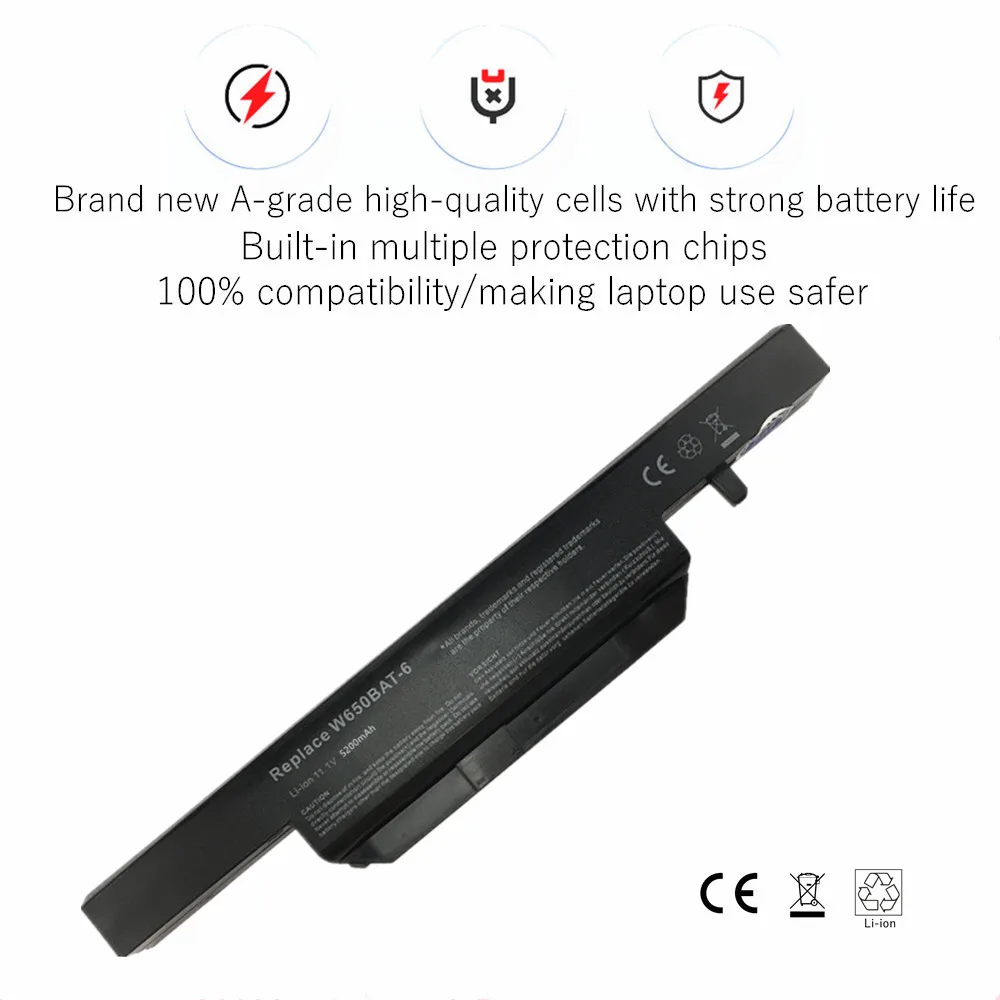 New W650BAT-6 6-87-W650-4E42 Loptop battery for Clevo K590C-I3 K610C-I5 K570N-I3 K710C-I7 G150SG G150S K650D K750D K4 K5 P4 P5