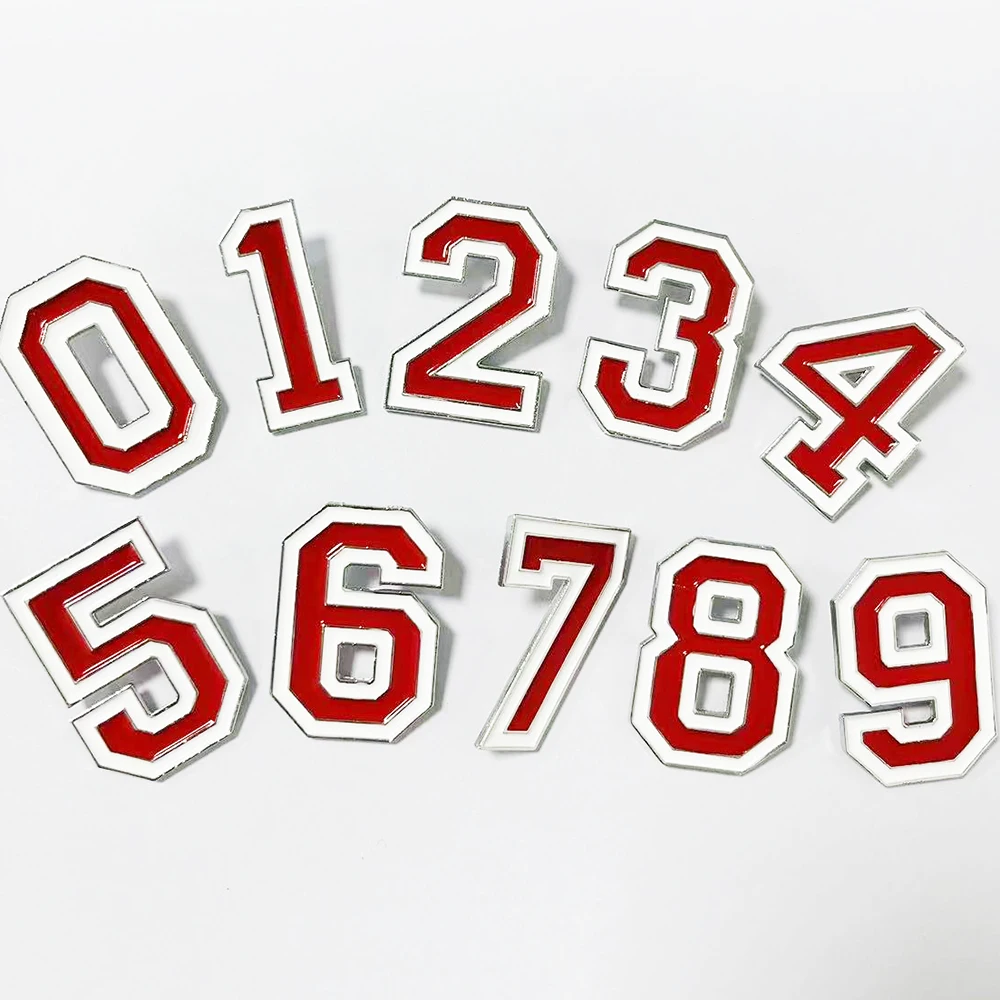 Delta Red & White Number 0-9 Brooch