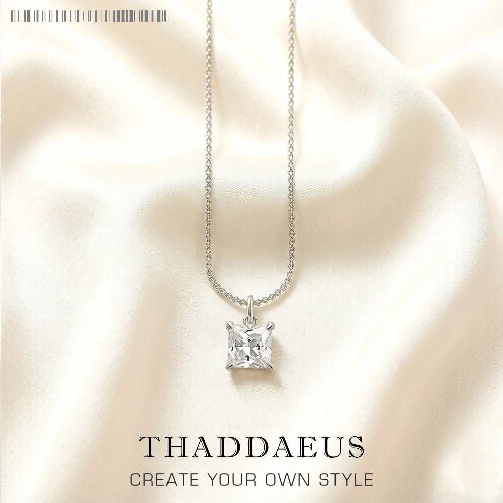 

White Stone Chain Pendant Summer Fine Jewelry Europe Romantic 925 Sterling Silver Gift For Woman