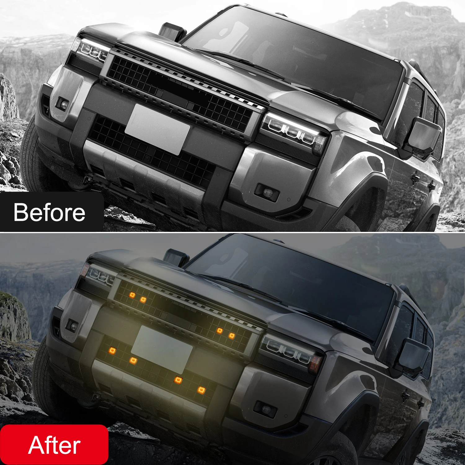 Fit for Toyota Land Cruiser Prado J250 LC250 2024 2025 LED Front Grille Light Warning Daytime Running Lamp Grid DRL Yellow Light view 6