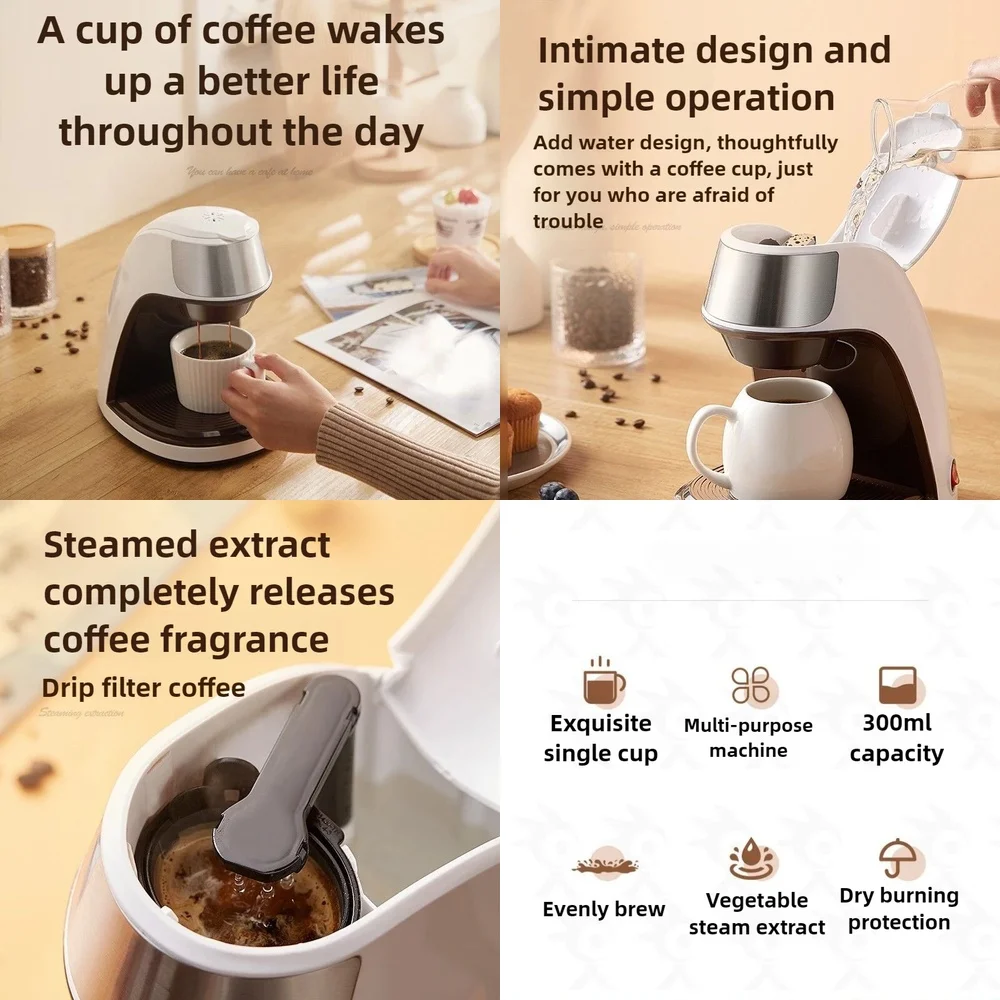 

2026-hot 450W Portable Coffee Machine Small Multi-function Mini Drip Coffee Machine Coffee Machine Office Hous