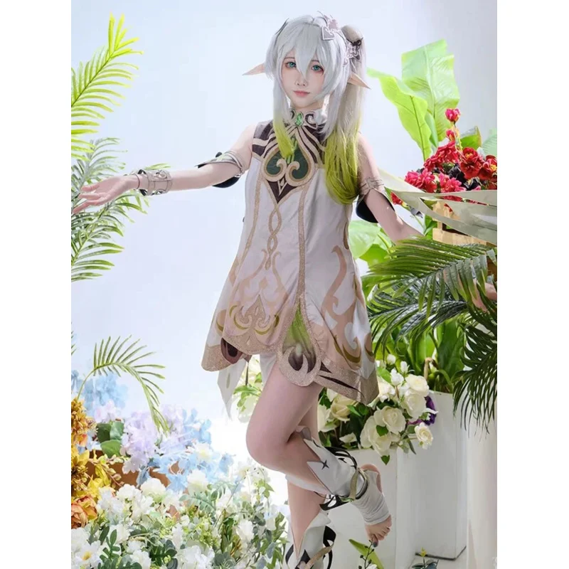 Nahida косплей Genshin Impact Nahida Lesser Lord Kusanali косплей костюм платья для девочек парик костюм одежда костюмы для Хэллоуина
