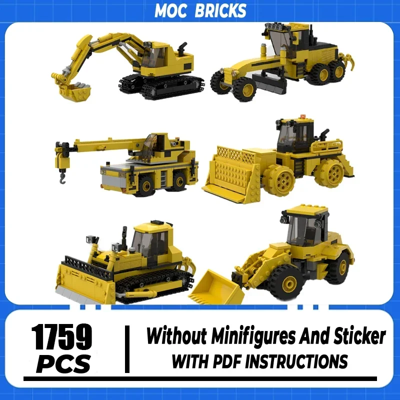 

Moc Building Blocks Engineering Vehicle Series Set Tractor/Crane/Bulldozer Model Technology Brick DIY Assembly Holiday Gifts Toy