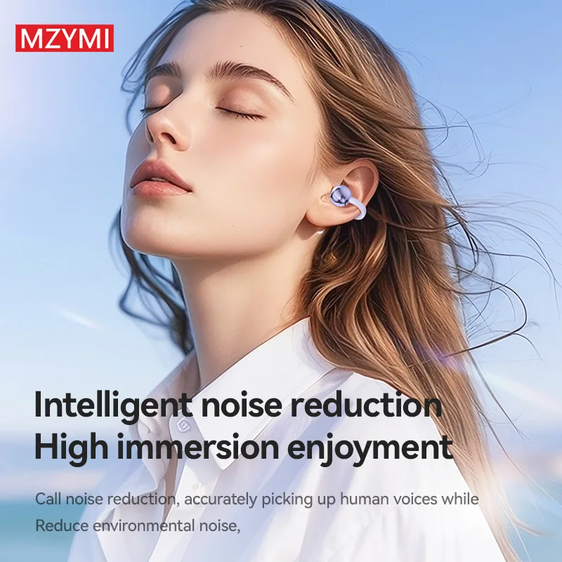 MZYMI M79 Ear Clip Wireless Earbuds Bluetooth5.4 Touch Control Sport Earphones TWS Noise Reduction LED Display Headphones