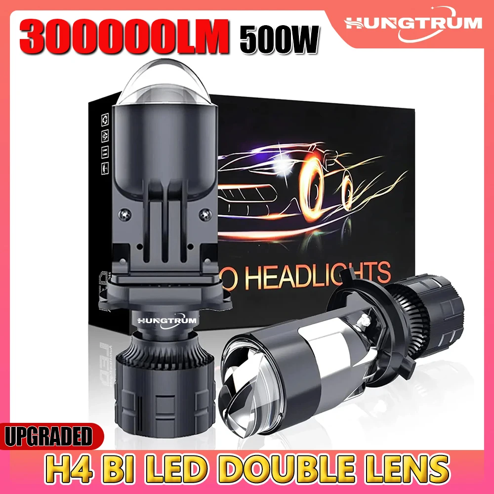 

H4 Lens Headlights 300000LM Super Bright CSP Chips With Fan Fast Cooling 9003 HIB2 Bulbs Car Motorcycle Dual Projector Len LED