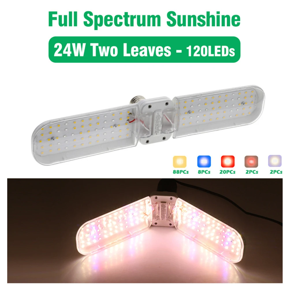 Imagem -03 - Dobrável Led Planta Crescente Luzes Espectro Completo E27 para Plantas de Interior Flor Mudas Lâmpadas Crescente 24w 36w 48w