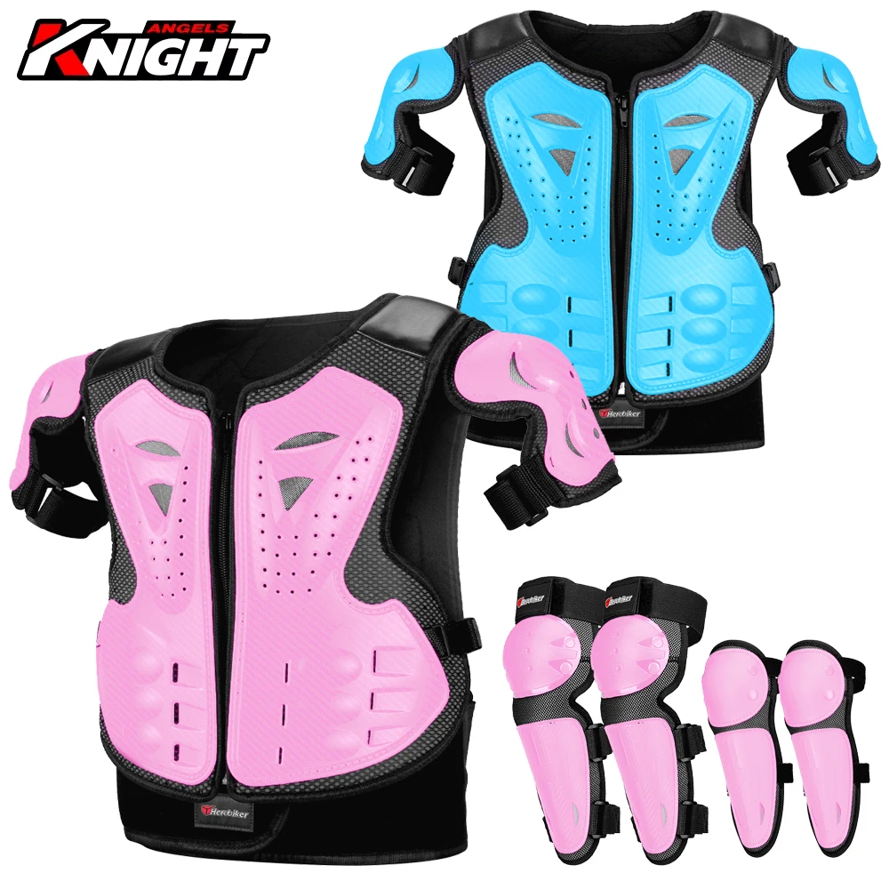 Children's Motorcycle Armor Vest Elbow Knee Pads Anti-Fall Motorbike Full Body Armor Back Protection Motocross Riding Clothing