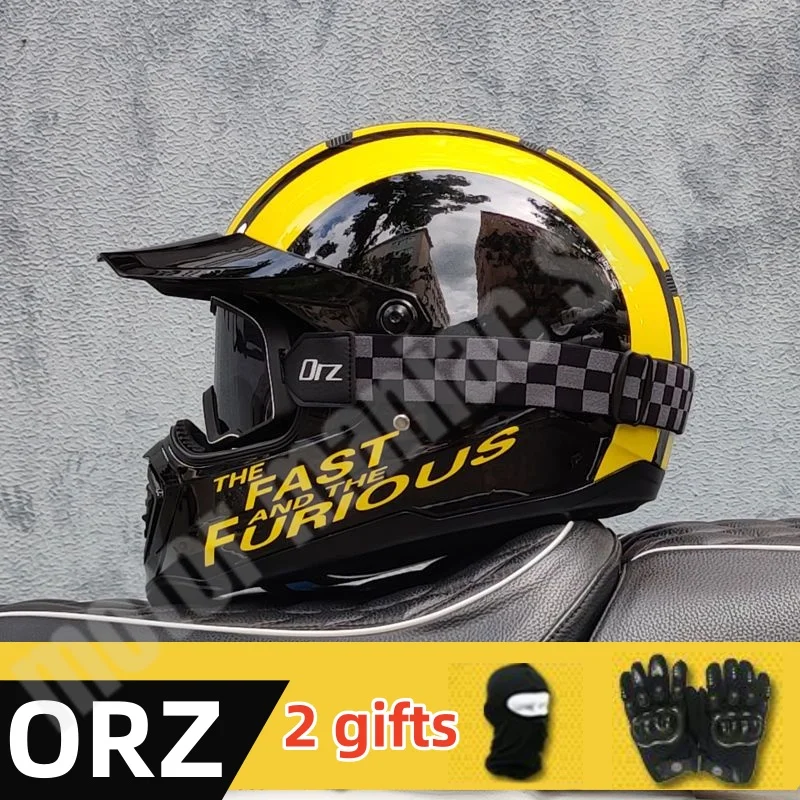 

ORZ Ретро Мотоциклетный Полный Шлем Круизец Внедорожный Гоночный Шлем Персонализированные Повы Сертификация DOT Crash Шлем Мотоцикл