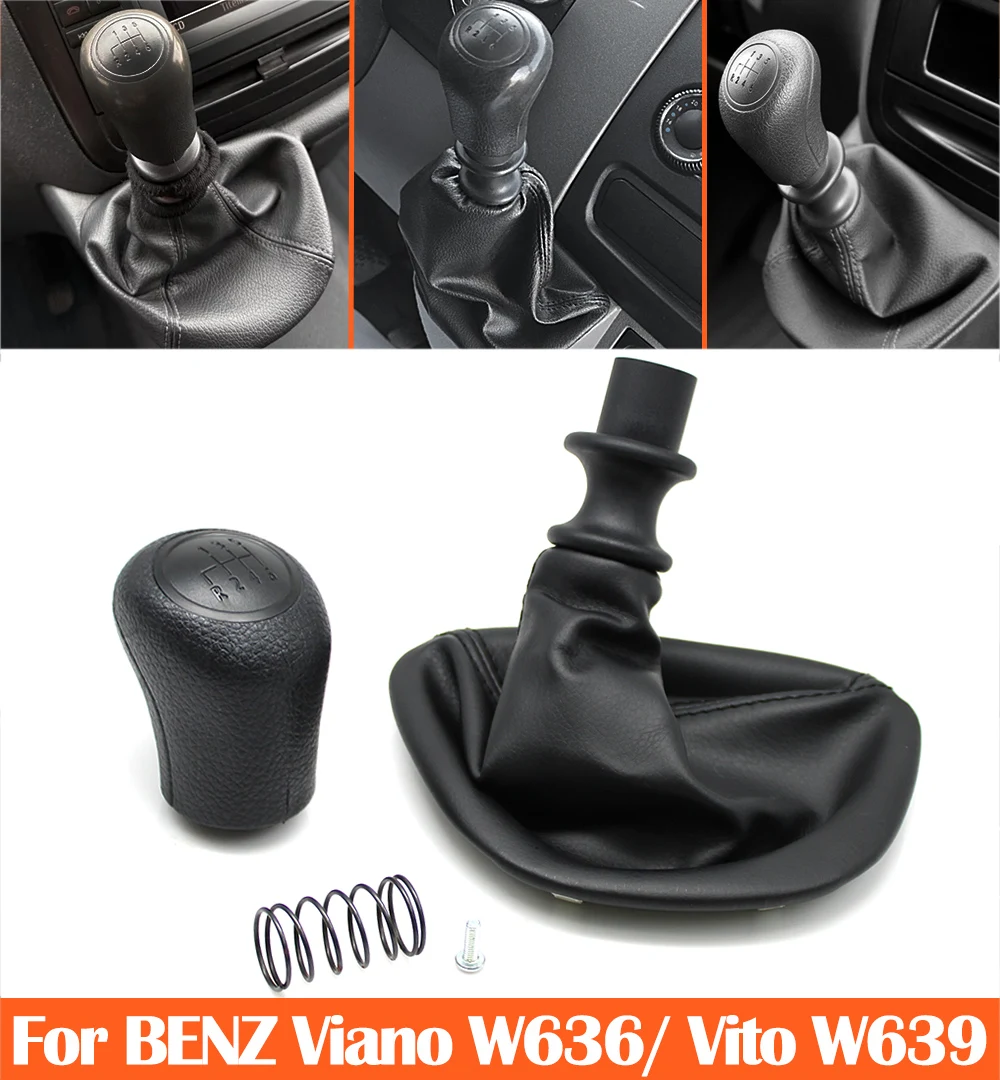 Manual Transmission Gear Shift Stick Shifter Knob Lever Dust Cover Boot Set For Mercedes Benz Vanio Vito W639 W636 2010-2015