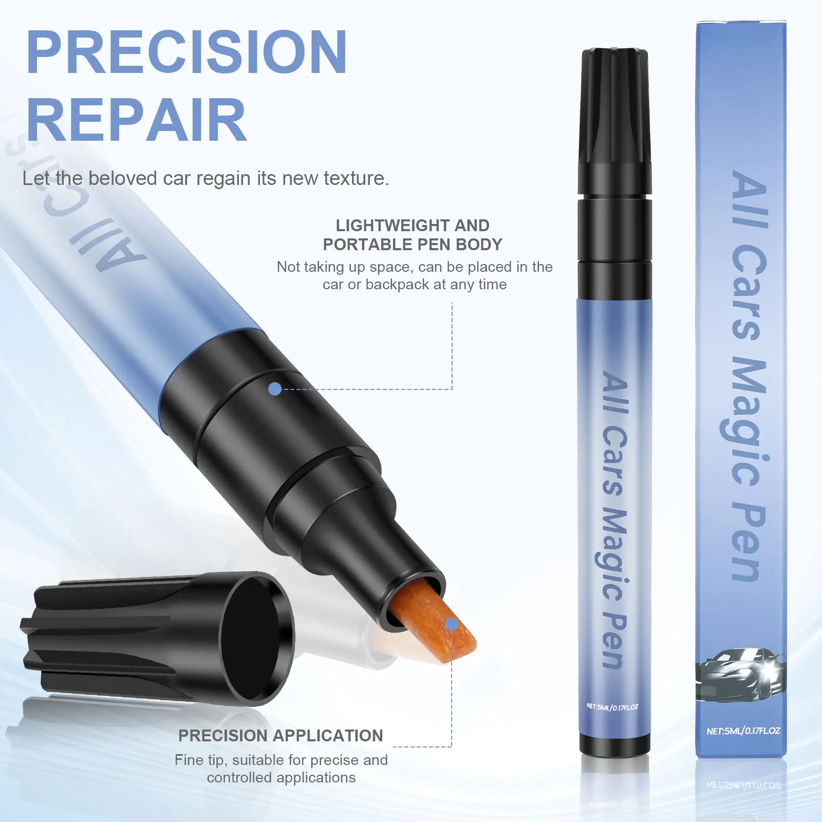 2/4/5Pcs Car Scratch Repair Pen Portable Automotive Paint Repair Marker for Minor Scratch and Chip for All Vehicle Car Fix Pen