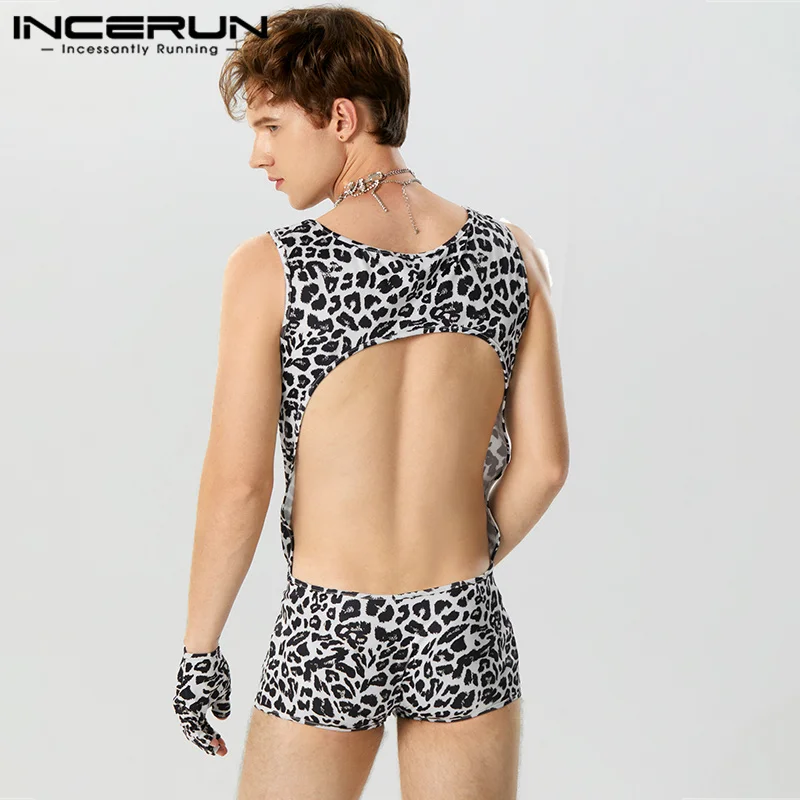 Sexy Style New Men\'s Homewear Bodysuits Fashionable Casual Male Hot Selling Zebra-stripe Sleeveless Jumpsuits S-5XL INCERUN 2023