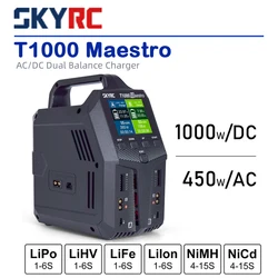 SKYRC T1000 450W/1000W Charging Power Dual Channel Charging Balance Charger BD350 Discharger AC/DC 1-6S LiFe NiMH NiCd