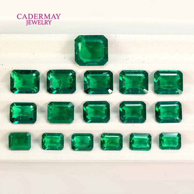 Rectangle Shape Muzuo Green Lab Grown Emerald 3x5mm-20x30mm Emerald Cut Hydrothermal Emerald With Inculsions For Emerald Jewelry