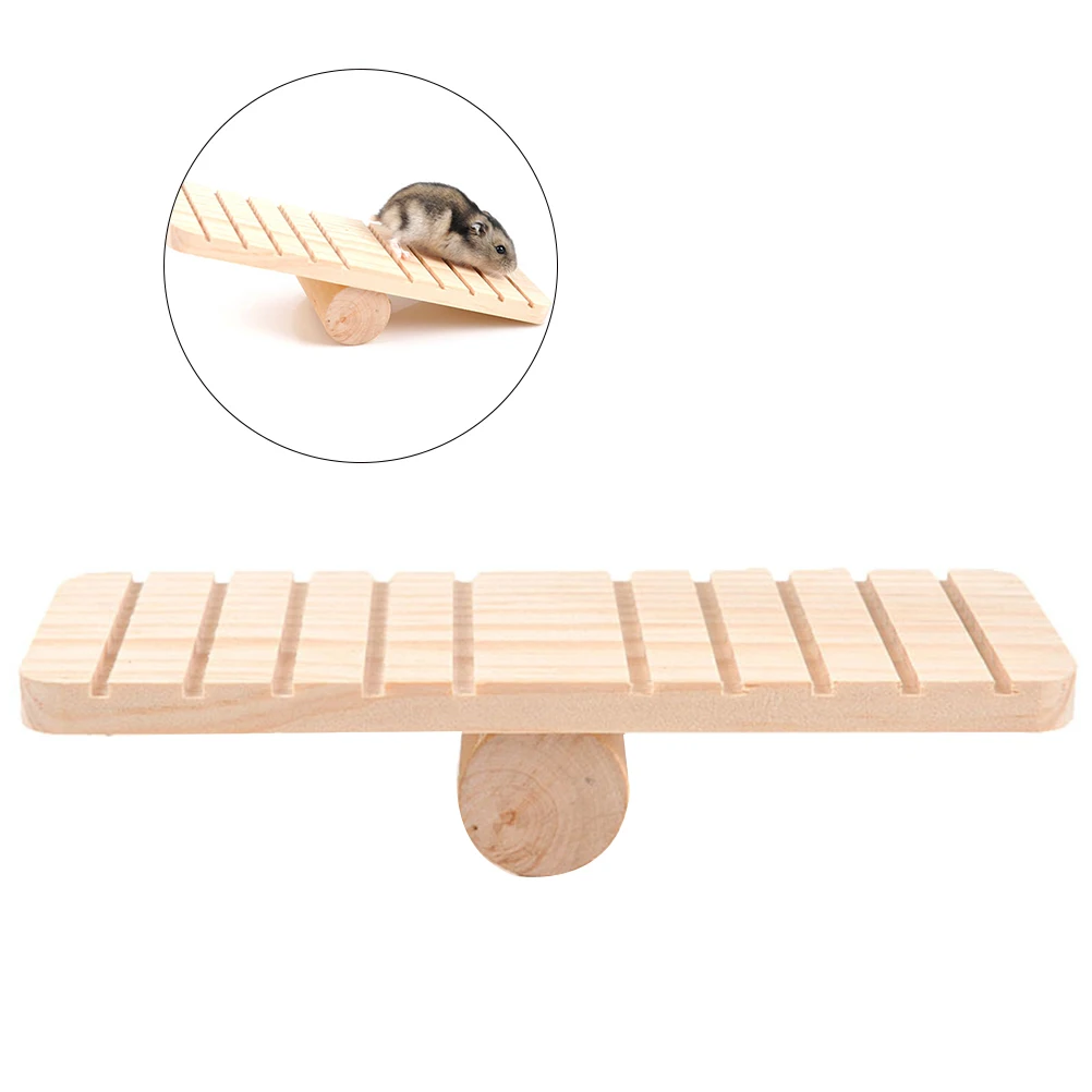 

Natural Wood Seesaw for Small Pets Hamster Gerbil Mouse Climbing Chew Activity Center Playground Rest Spot