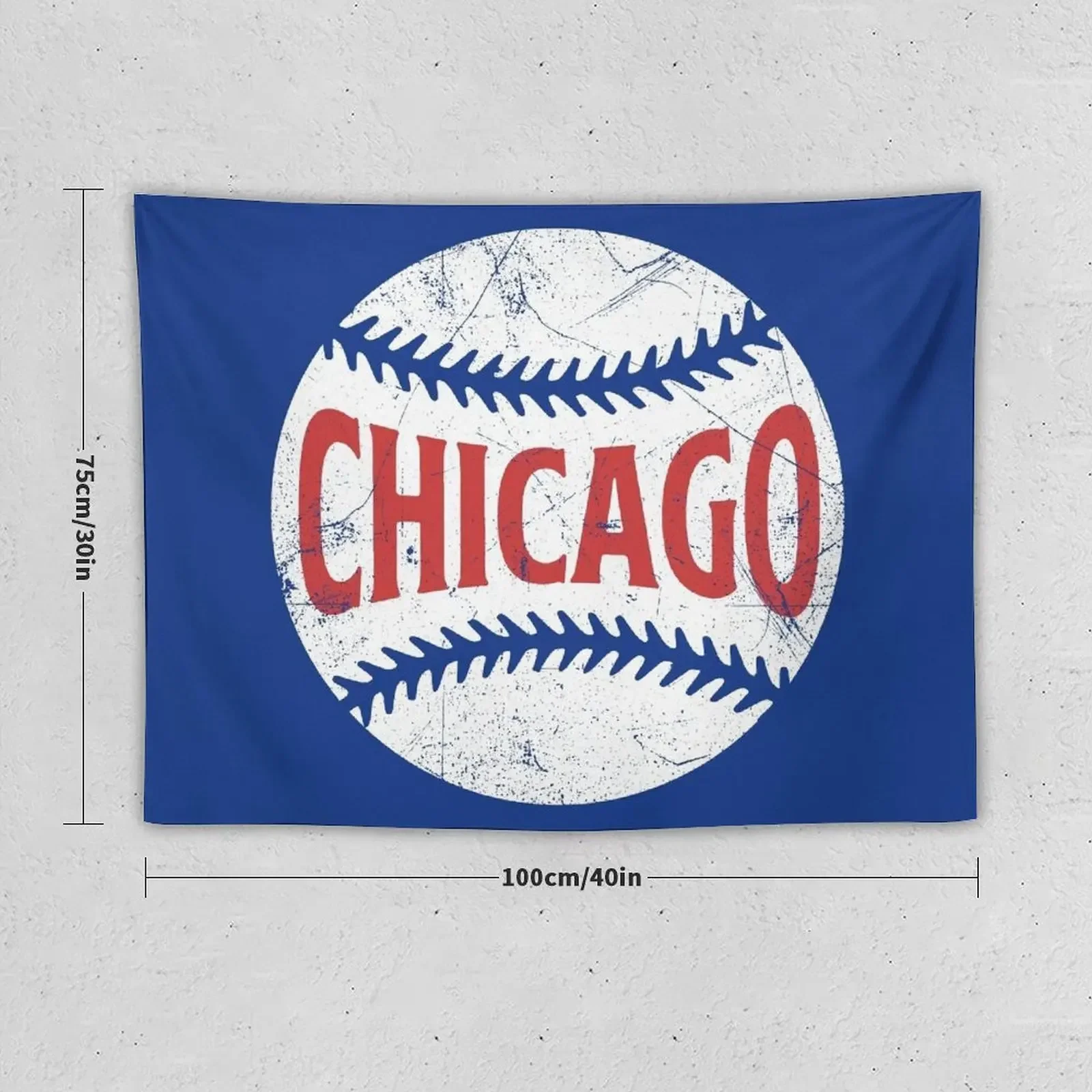 Chicago Retro Baseball - Blue Tapestry Korean Room Decor Home Decorations Aesthetic Home And Comfort Decor Tapestry