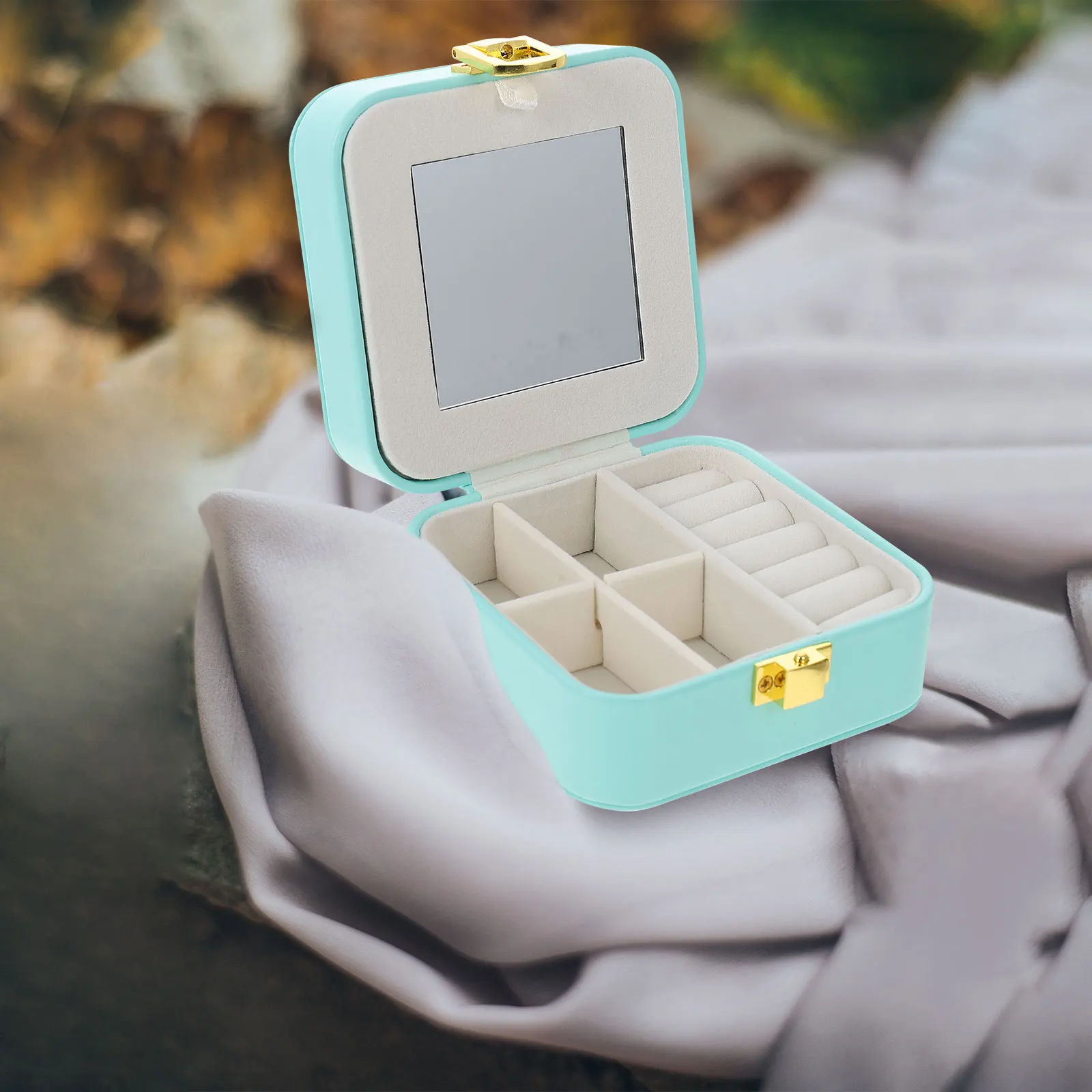

Creative Portable Jewelry Box With Mirror Durable Storage Organizer For Necklaces Rings Earrings Travel Home Use Small Jewelry