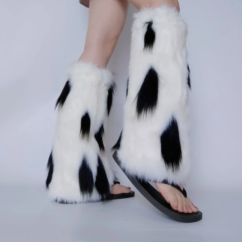 

Women Furs Leg Warmer Winter Furry Long Boot Cuffs Fuzzy Shoe Cover Party Costume for Holiday Festival Performances Play