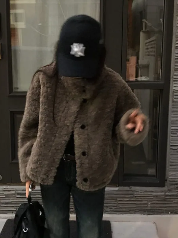 シックなオートランプファーコート レディース スタンドカラー 韓国風 暖かい 秋冬新作 カレッジ風 アンチエイジング アウターウェア