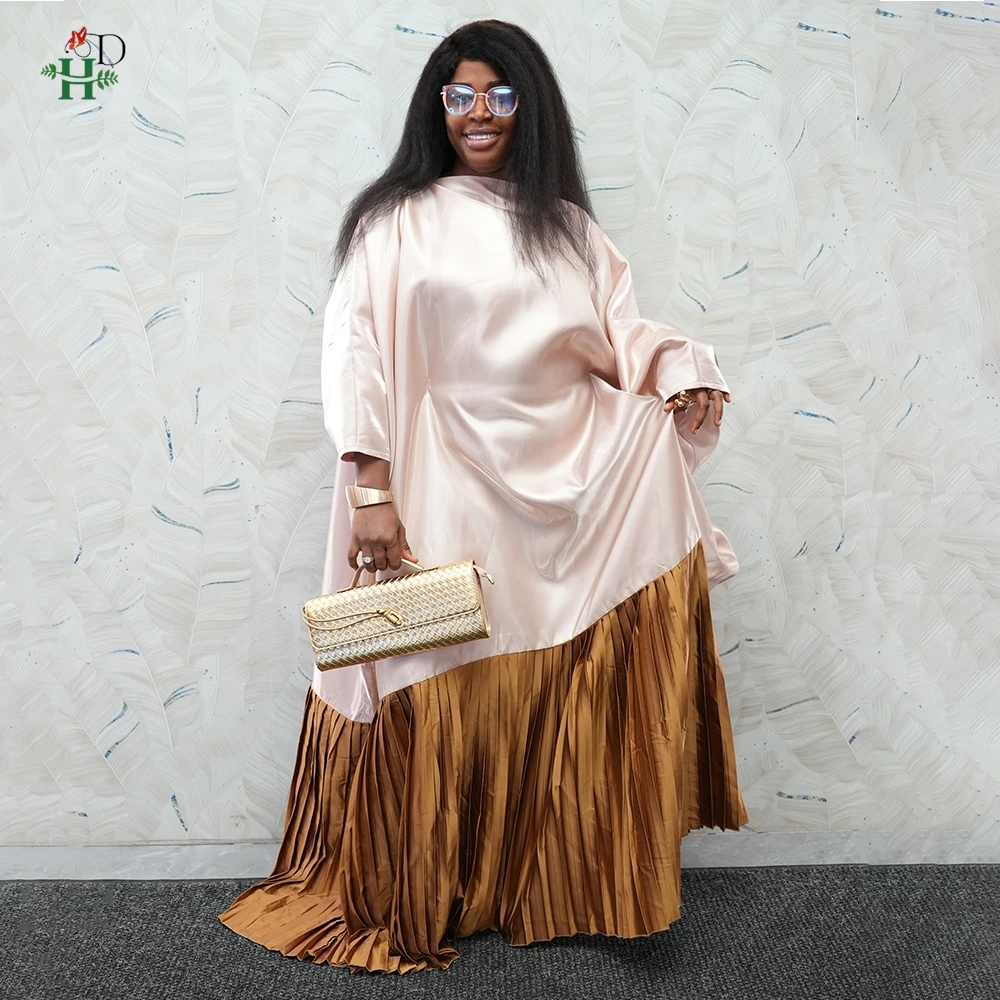 

New African Dresses For Women Plus Size Abayas Dress Satin Pleated Hem Loose-Fit Wedding Party Djellaba Gown Turkey Dress 2026