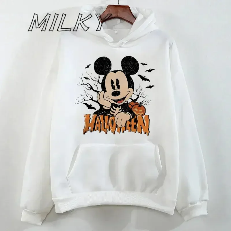 Mickey Hoodie Printed Women Casual Fashion Hooded Shirt Long Sleeves Halloween Pullover Sweatshirts Oversized Unisex Clothing