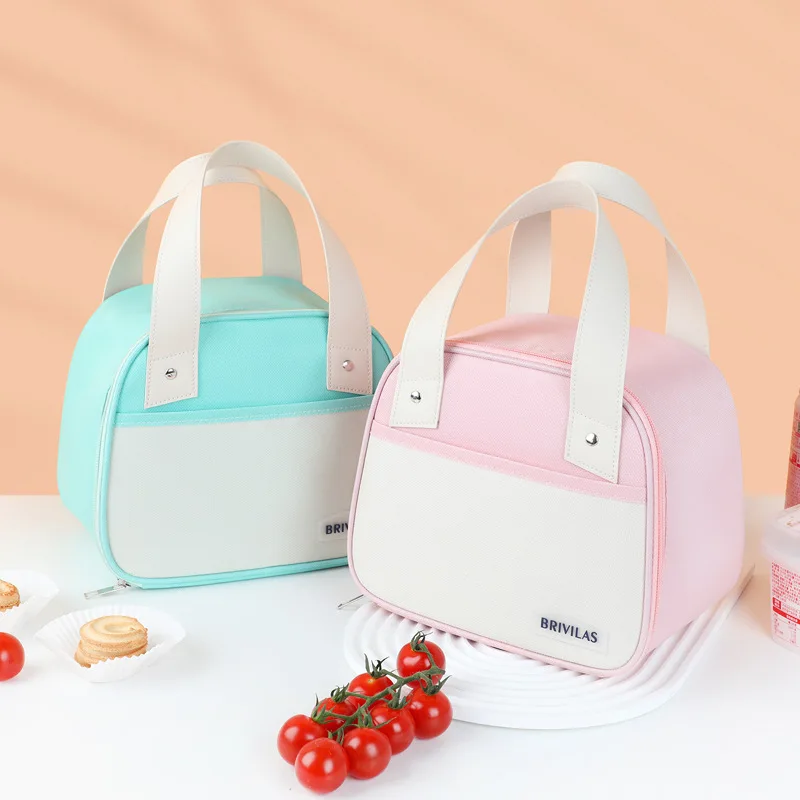 

New Color-Block Trapezoid Insulated Lunch Bag - Thickened Aluminum Foil Handheld Tote for Office & School Commute