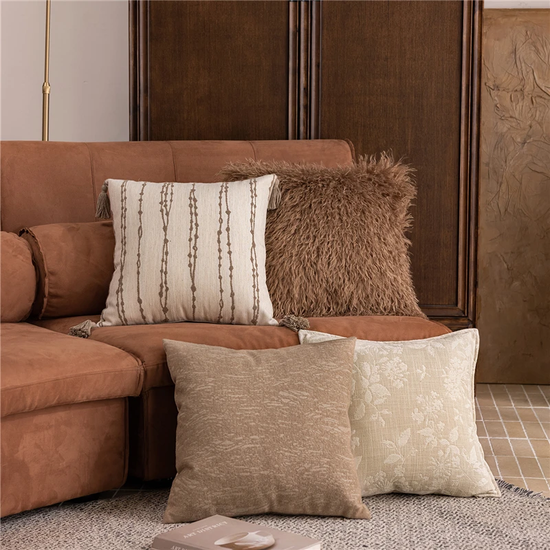 45X45CM Plush Tassel Throw Pillow Cover Nordic Premium Stamping Waist Cushion Cover Decor Home Decorative Pillowcase