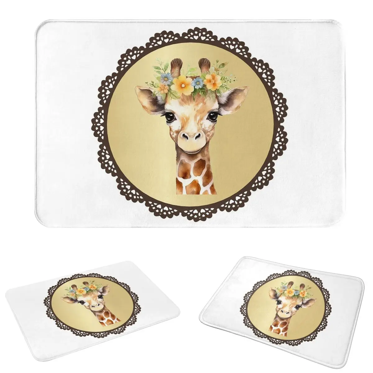 Giraffe Doily Non-slip Doormat Floor Mat Durable Carpet Rug for Kitchen Entrance Home Balcony Footpad Mats