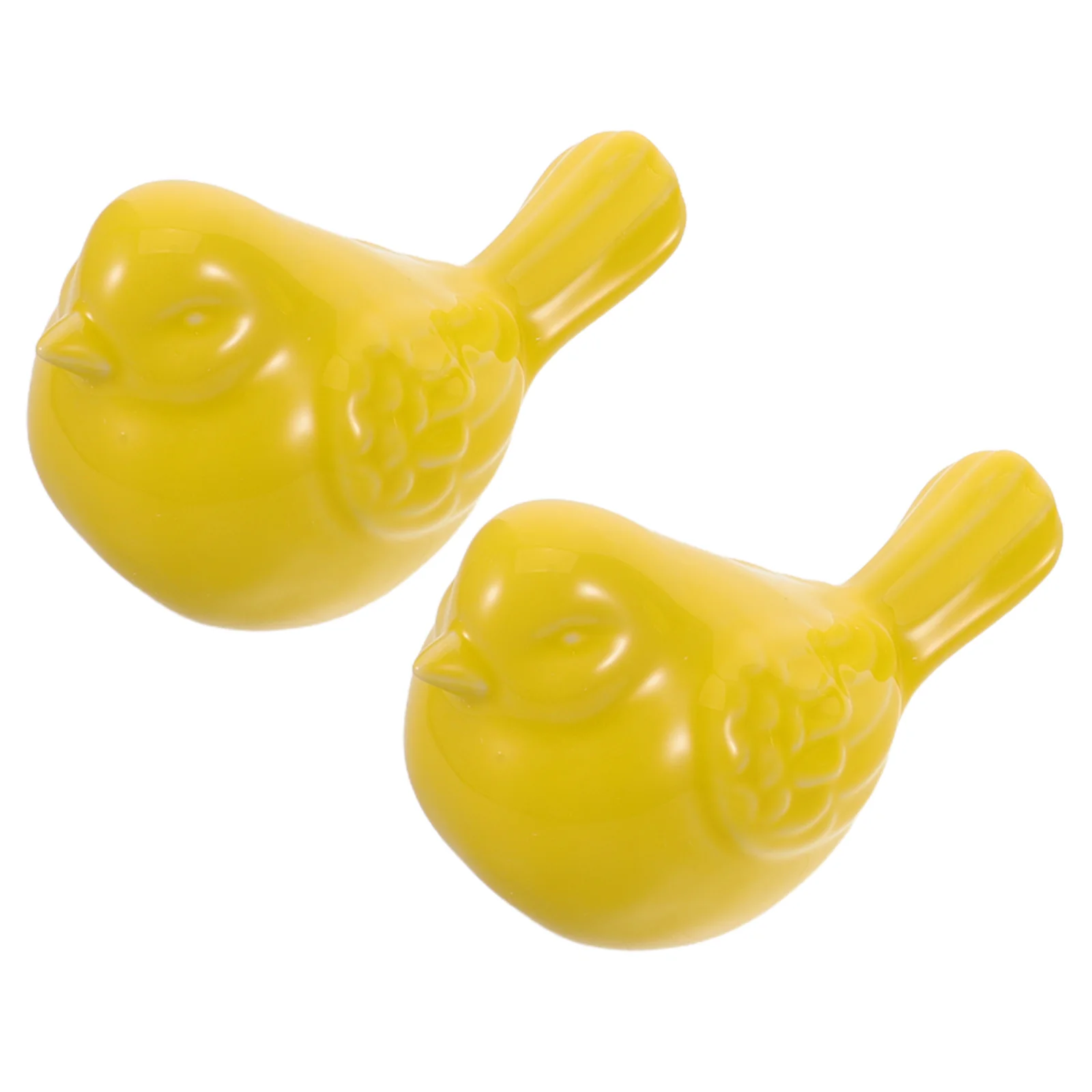 

2 Pcs Home Decor Ceramic Birds Figurines Sculptures Garden Animal Statue for Yellow Desktop Ornaments Statues and
