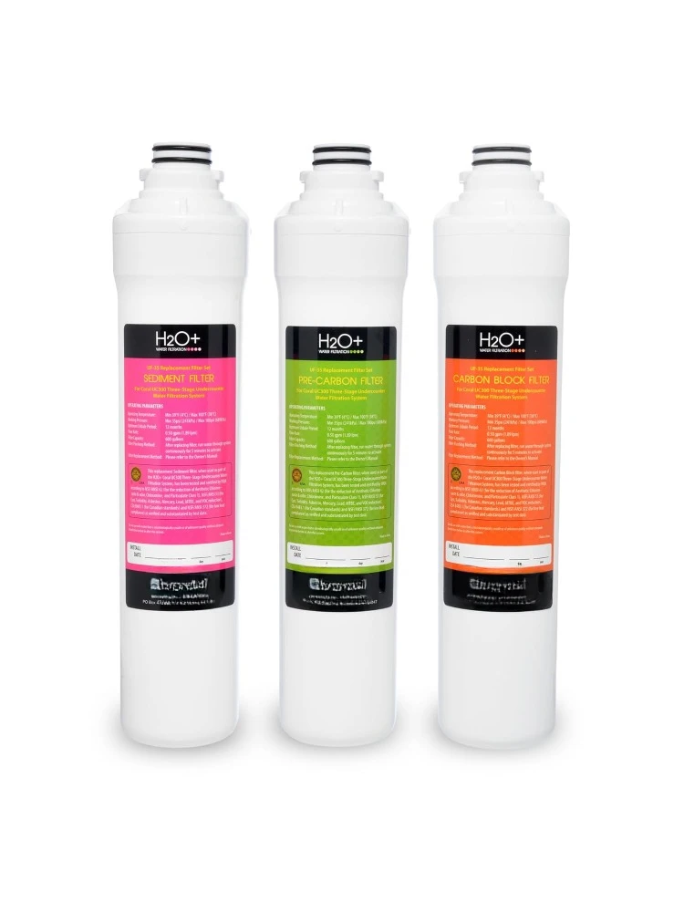 H2O+ Coral UC300 Three-Stage Undercounter Water Filtration System (UF-35 Replacement Filters)