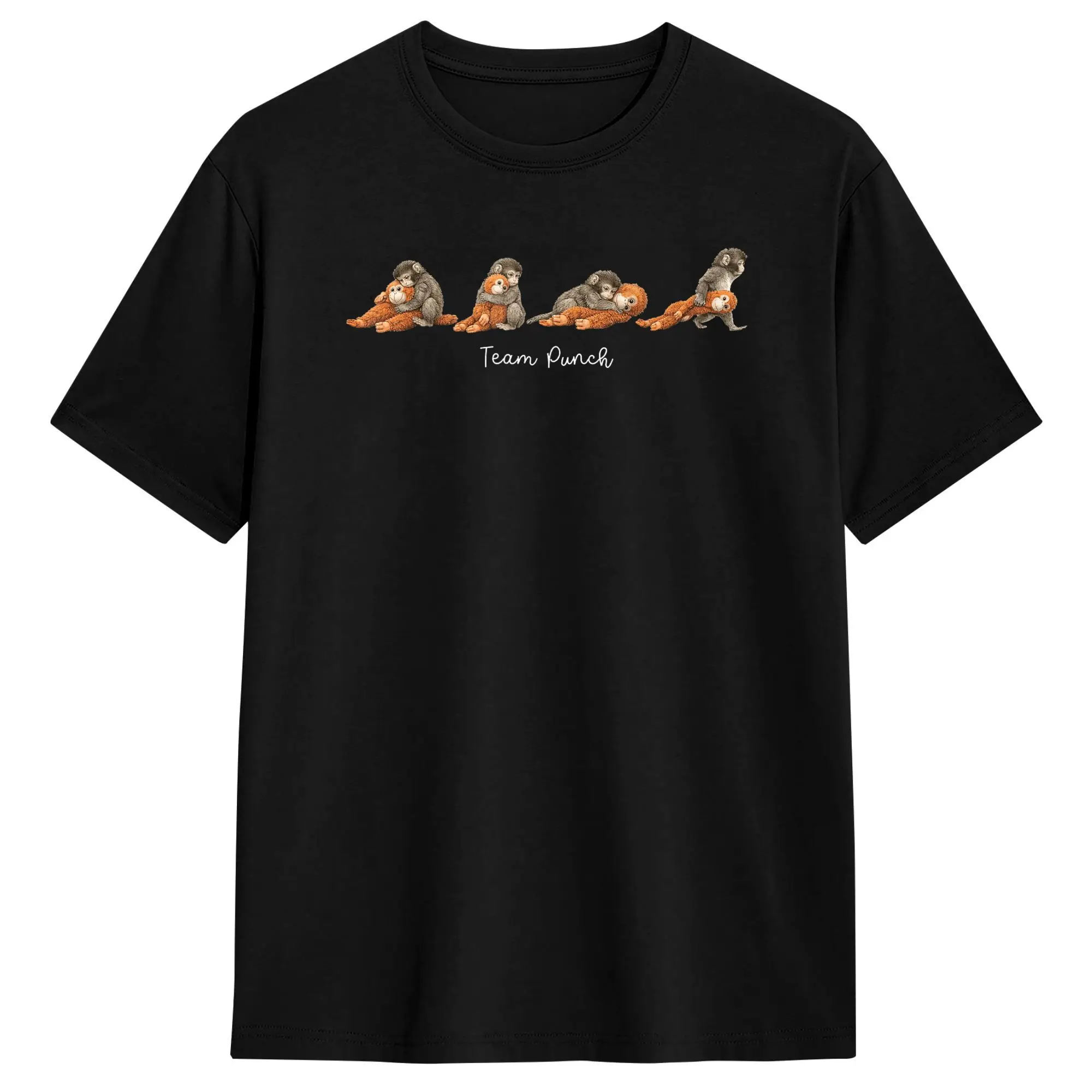 Team Punch Baby Monkey Punch T Shirts Men Pure Cotton Funny T-Shirts Crewneck  Tees Short Sleeve Clothing Party