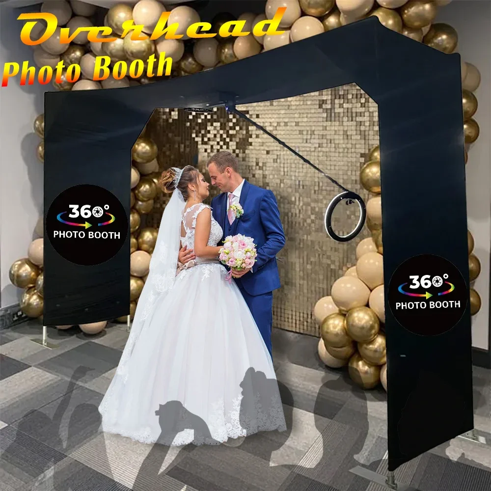 

New Large Portable Overhead Photo Booth Top Spinner Wedding Party Event Video Selfie Customized Logo Door-frame Photo Booth 2023