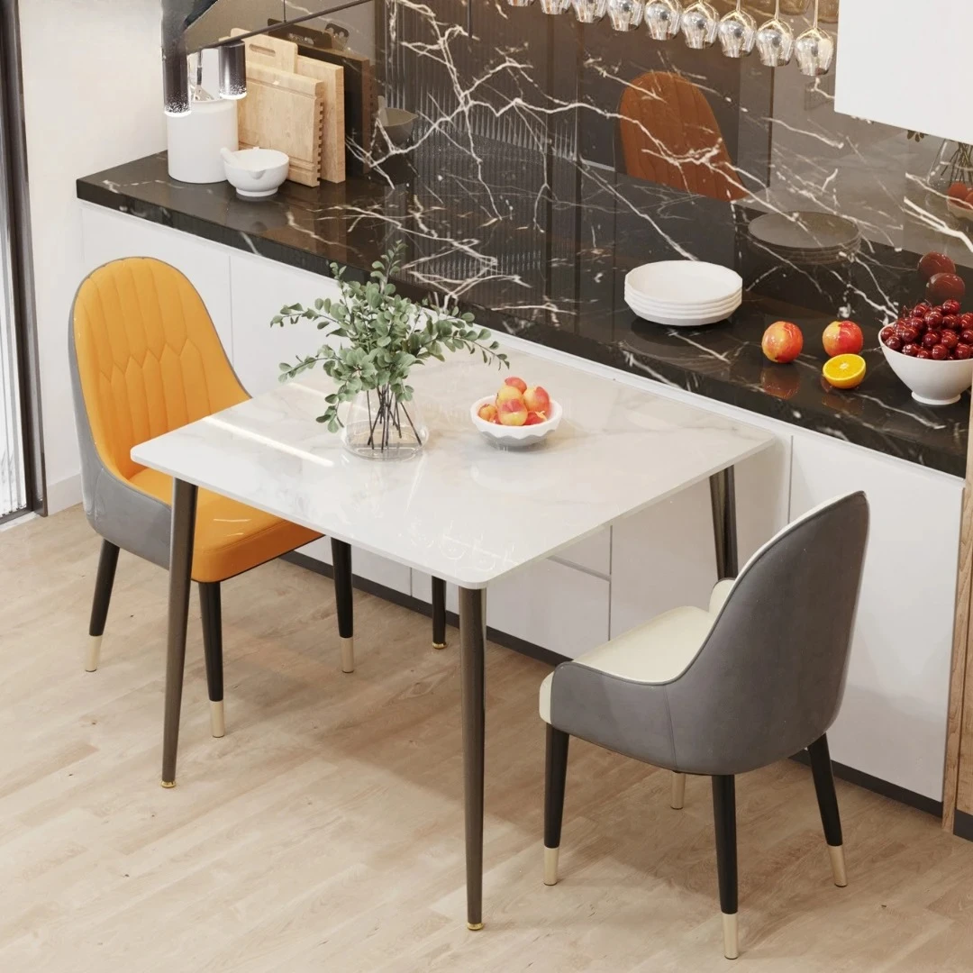 Square Dining Table for Marble Dining Desk 4 Restaurant Kitchen Cafe Shop  with Dining Chair Sets