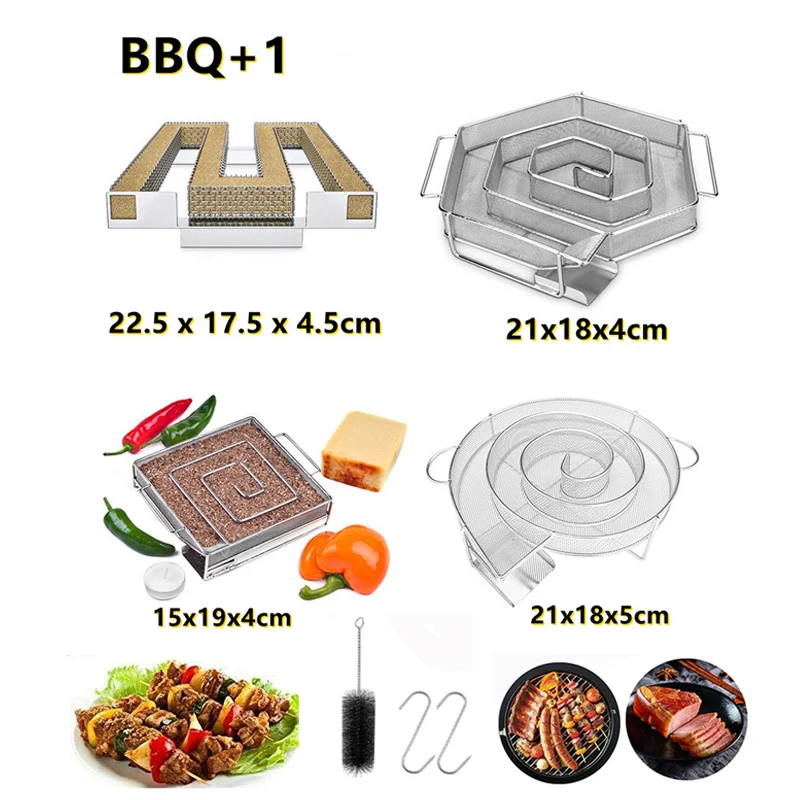 Generador de humo frío, accesorios para barbacoa, parrilla de acero, herramienta de cocina, ahumador, salmón, Bacon, pescado, Mini manzana, Chip de madera, caja para fumar