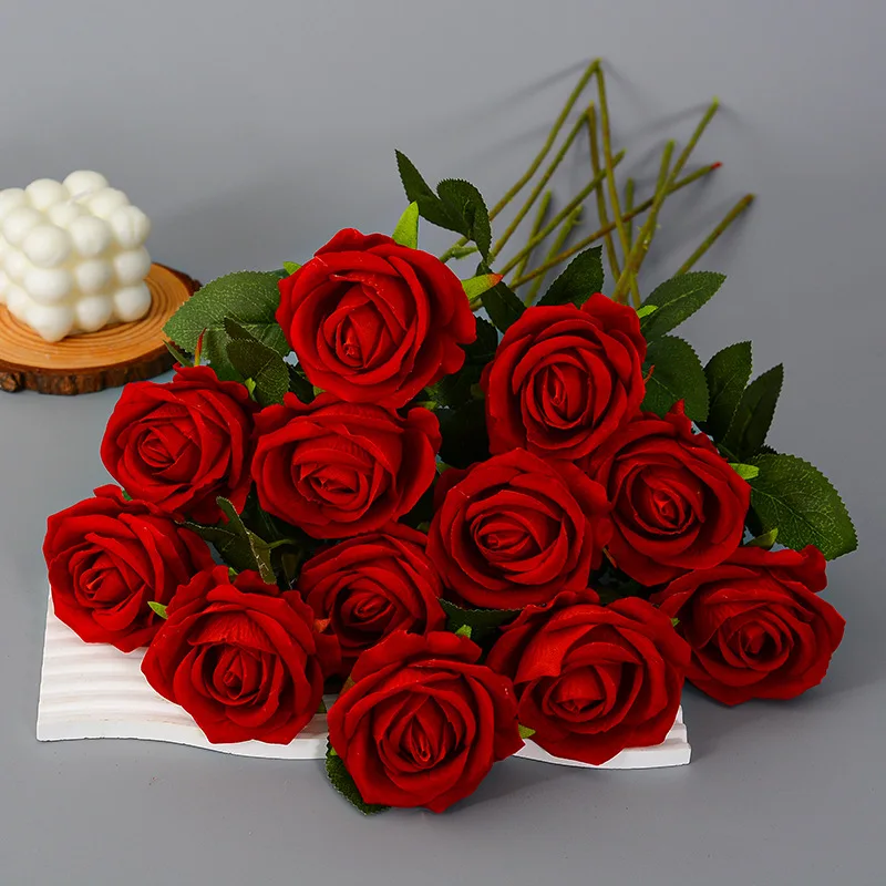 50CM 2/5pcs Roses Artificial Flowers Rose Flower Branch Artificial Red Roses Realistic Fake Rose for Wedding Home Decor