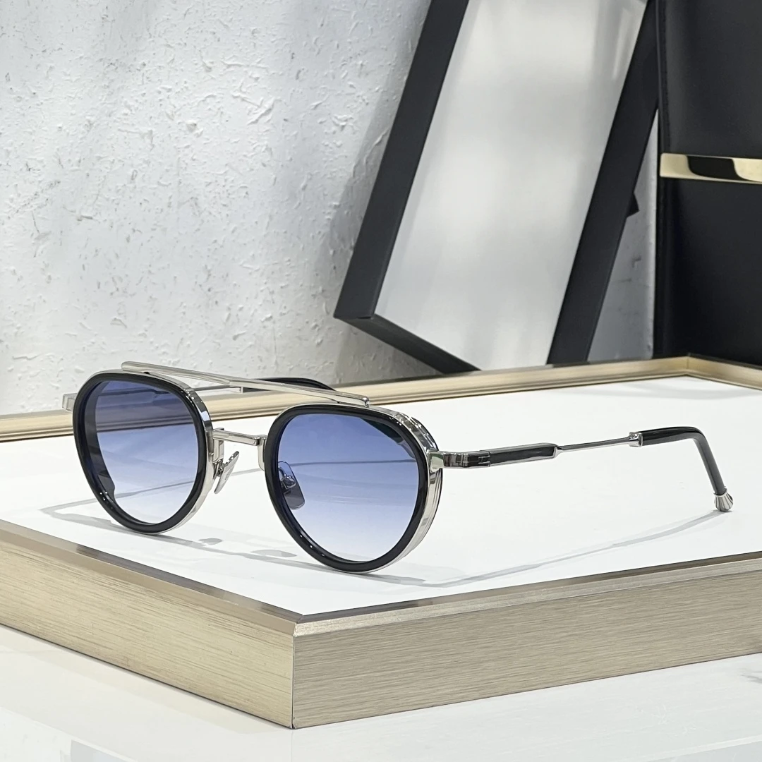 

JULIA Round Design Luxury Brand Sunglasses Woman Man Alloy Metal Solar Glasses for Women UV400 Double Bridge Men's Sunglasses