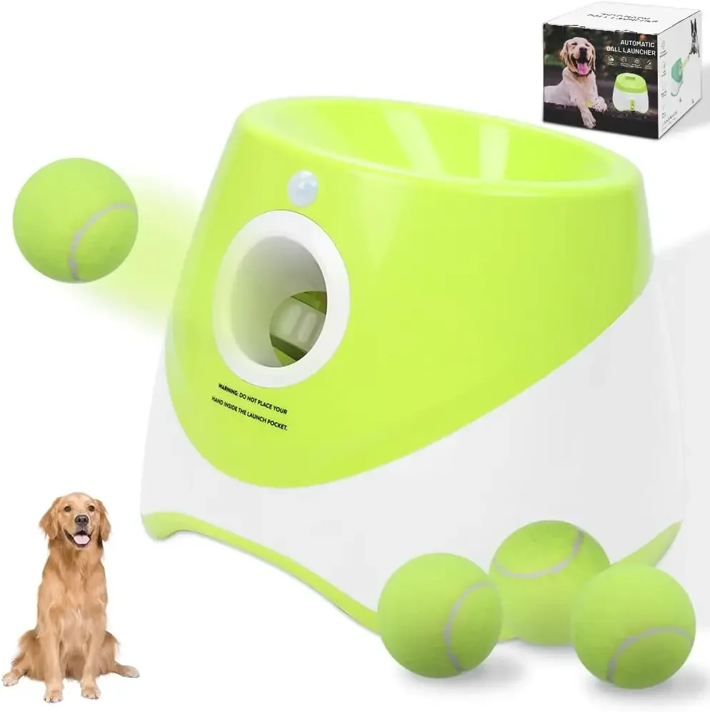 Dog Launcher Automatic Dogs Chase Toy Tennis Throwing Pinball Machine Fun Interactive Throw Rechargable Catapult USB Charging