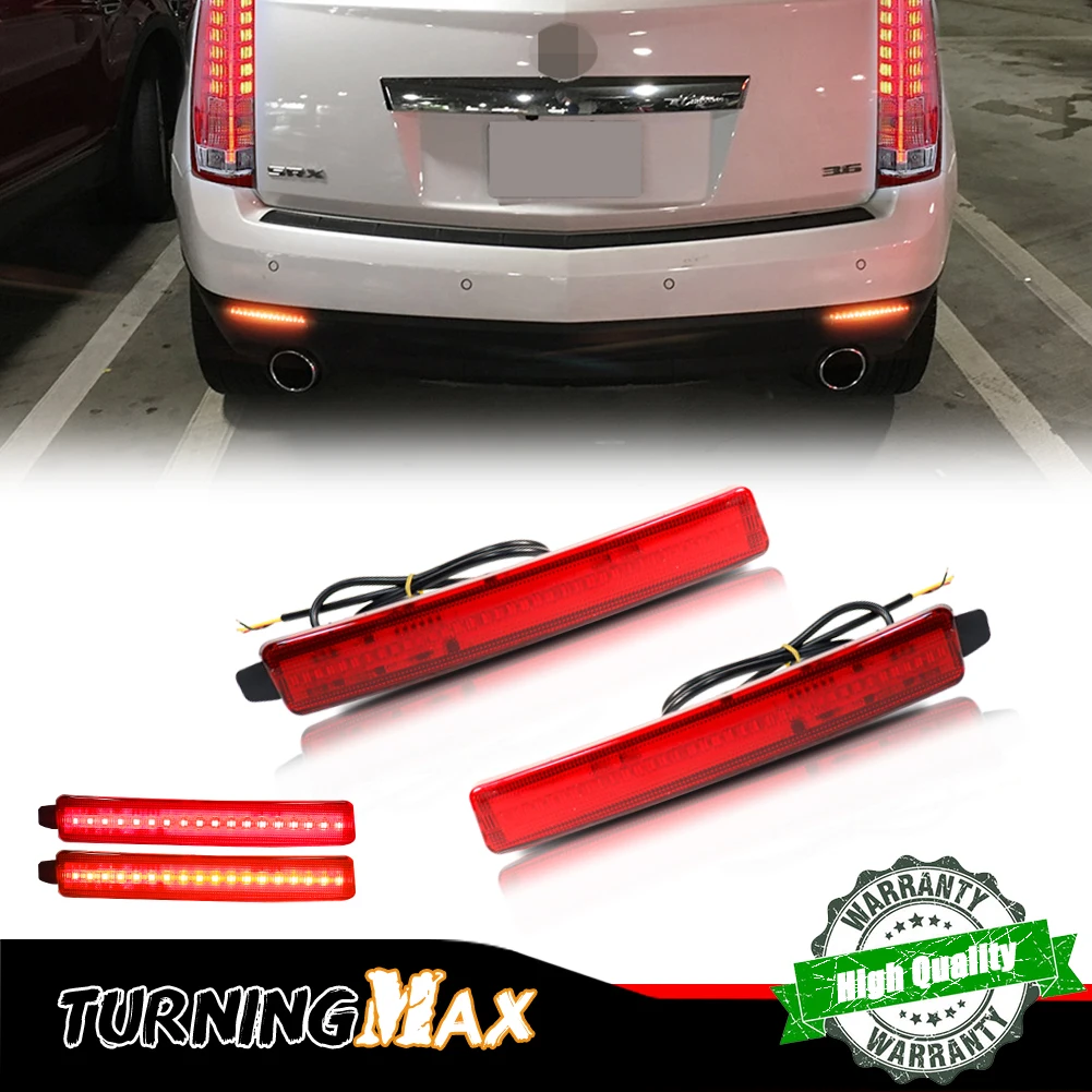 

2pcs For Cadillac SRX GMC Acadia Rear Bumper Reflector Lights unction as Tail,Brake&Rear Fog Lamps, Amber Turn Light