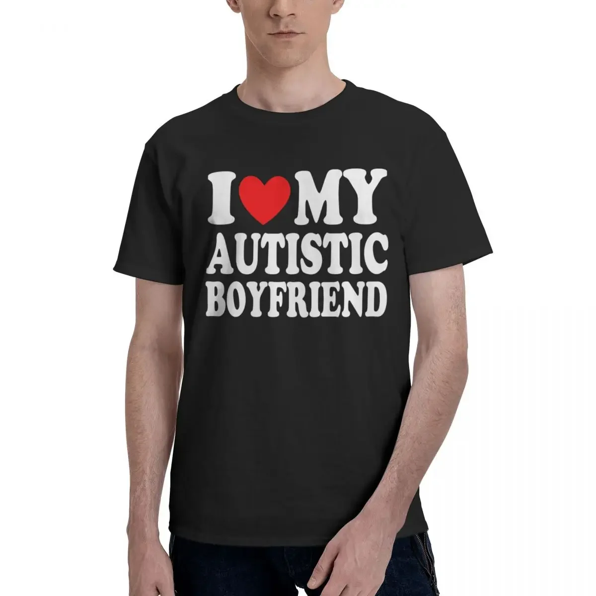 I Heart Love My Autistic Boyfriend Funny Girlfriend Birthday Gift T Shirt Cotton Pops Mens Women T Shirt Graphic Y2K Clothing