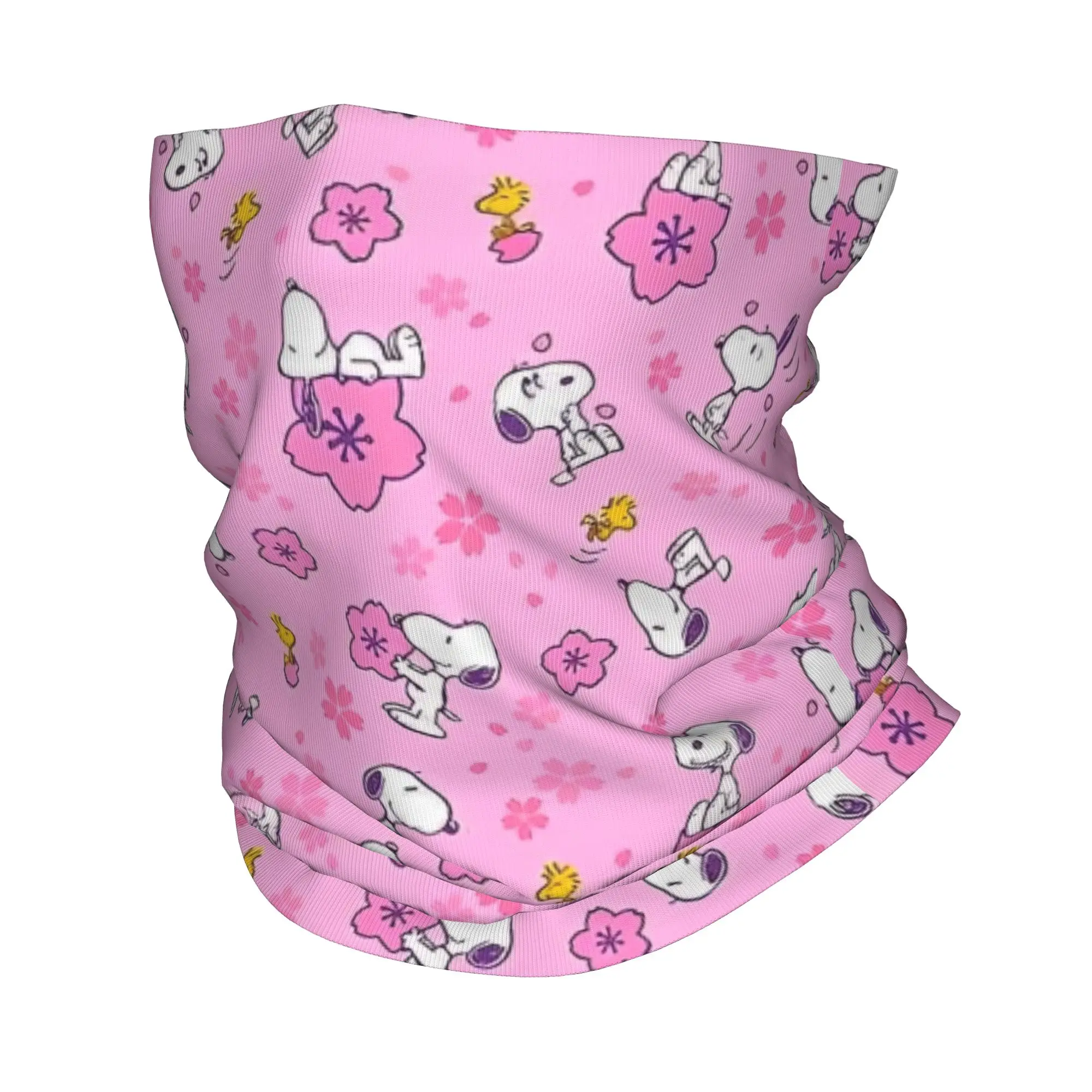 Pink Snoopys  Woodstock Bandana Neck Cover Printed Cartoon Mask Scarf Multi-use Headband Outdoor Sports for Men Women Adult