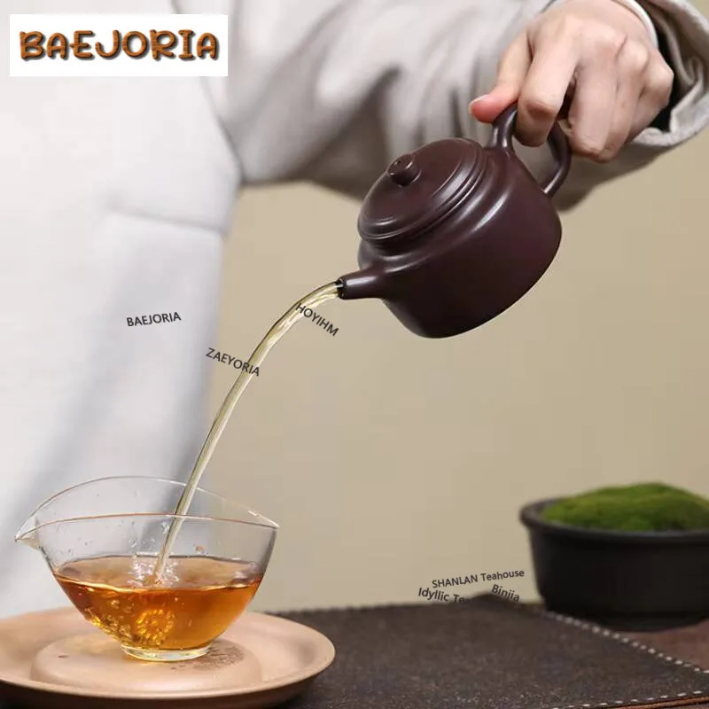 200ml Vintage Yixing Purple Clay Teapots Handmade De Zhong Pot Raw Ore Purple Mud Tea Infuser Kettle With Filter Zisha Tea Set