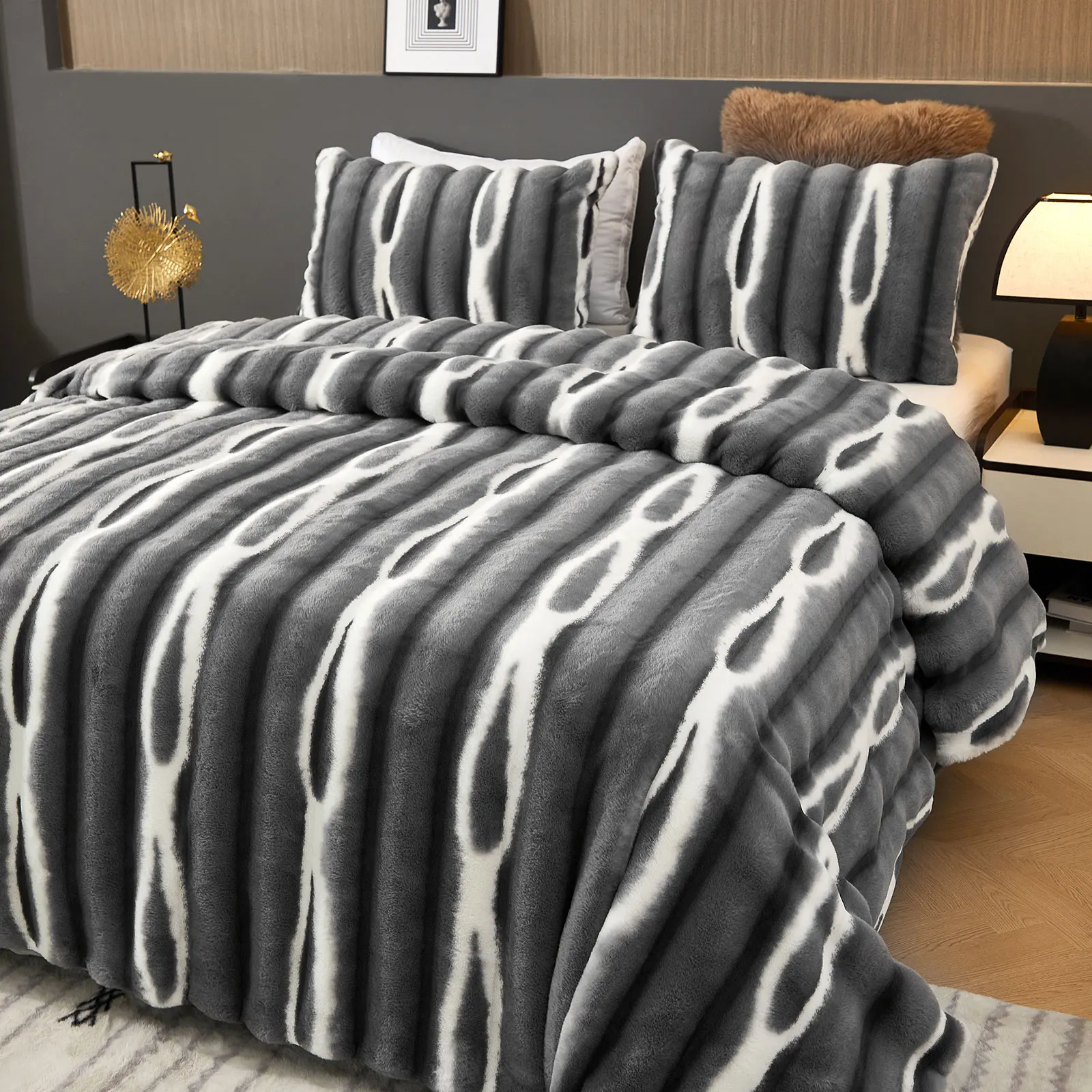 Double Layers Faux Fur Blankets For Beds Soft Warm Mink Throw Luxury Super Heavy Warm Blankets Imitated Fox Fur Throw Blankets