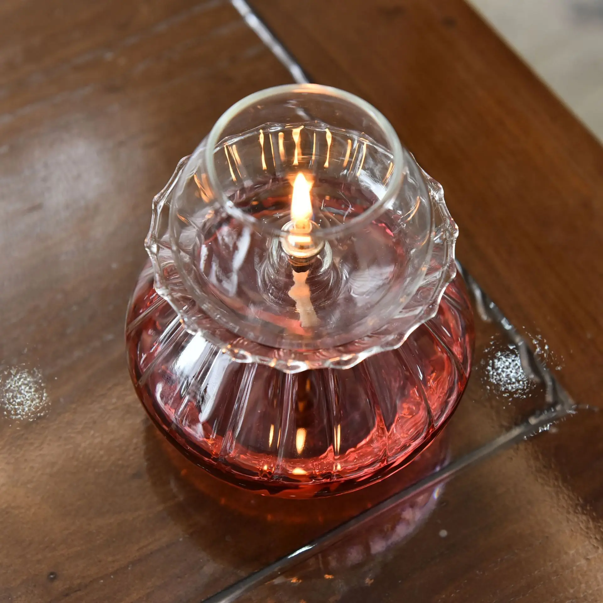 Creative Transparent Handmade Glass Candlestick Oil Lamp Retro Decoration Household Decoration Buddhist butter