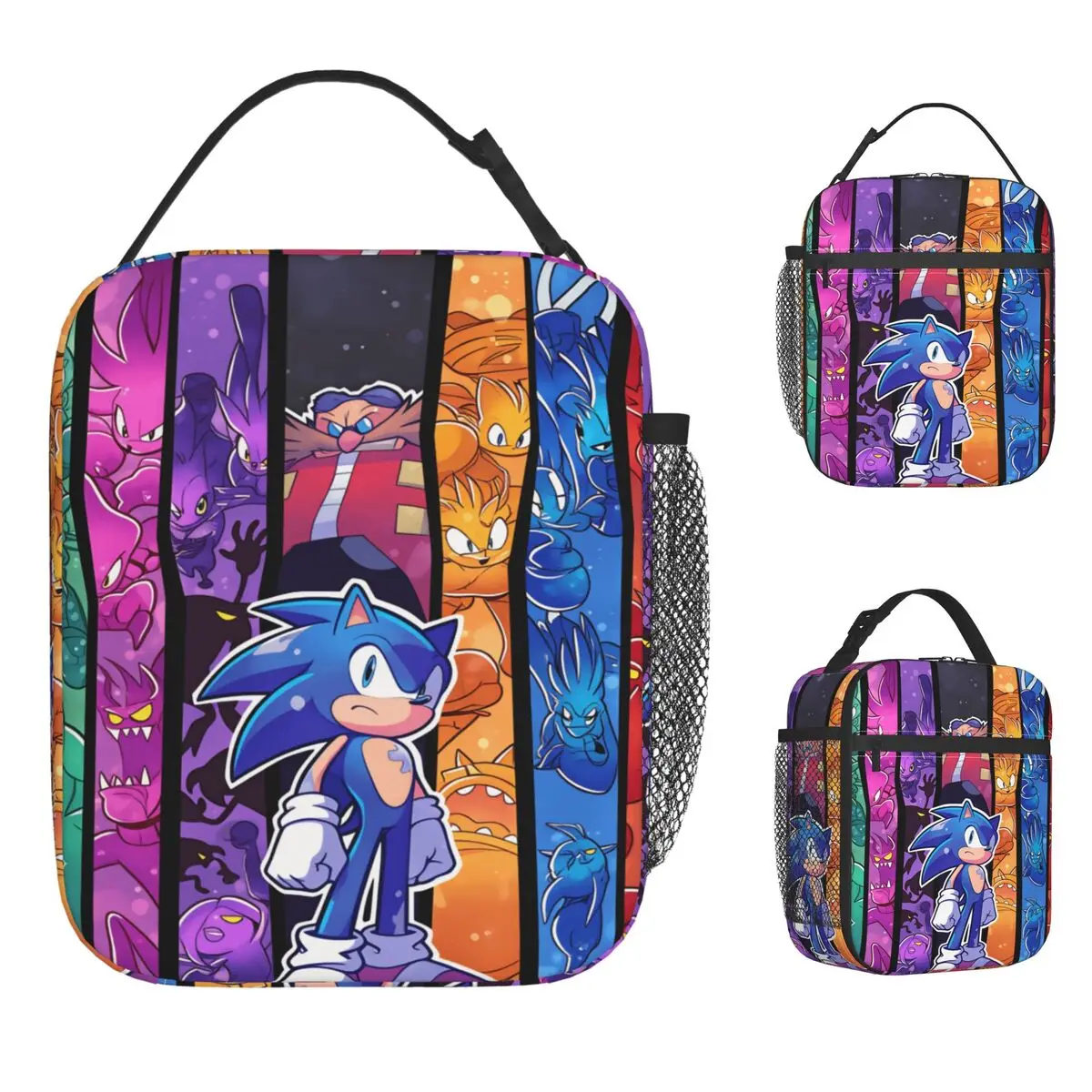 Cartoon S-Sonic Lunch Bag For Adult Print Lunch Box Fun Picnic Cooler Bag Portable Zipper Oxford Thermal Tote Handbags